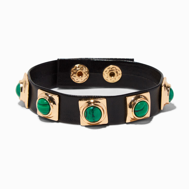 Gold-tone Malachite Cuff Bracelet,