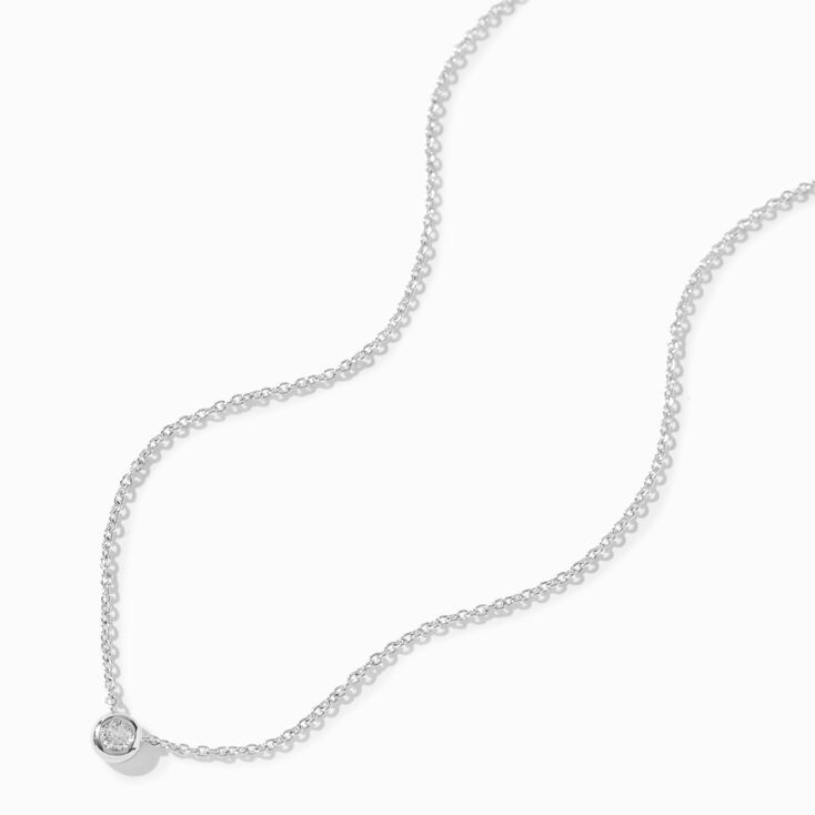 Laboratory Grown Diamond Bezel Stone Pendant Sterling Silver Necklace 0.10 ct. tw.,