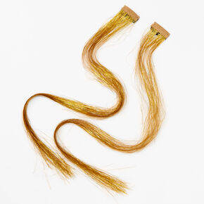 Tinsel Faux Hair Clip In Extensions - Gold, 2 Pack,