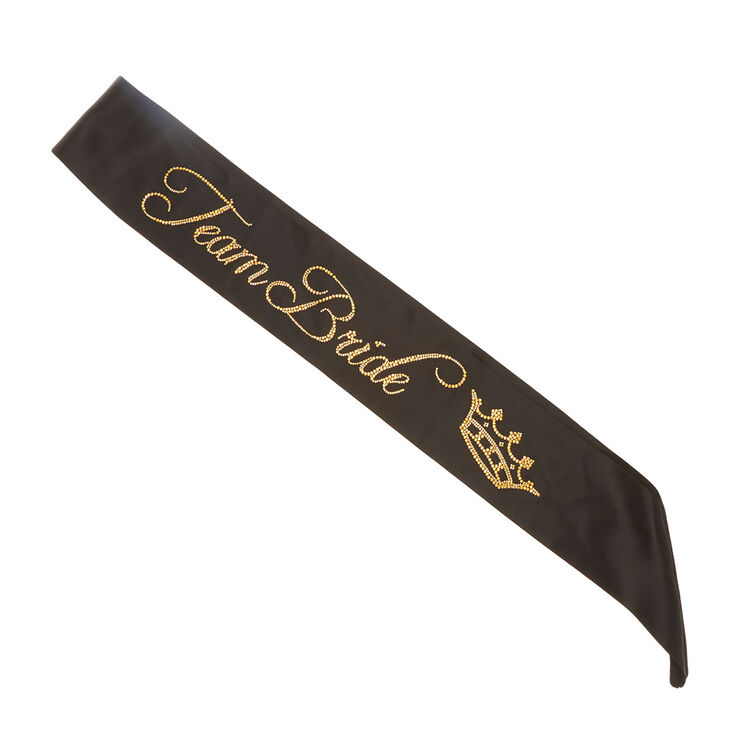 Team Bride Black Bachelorette Sash,