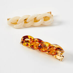Tortoiseshell Chainlink Hair Clips - 2 Pack,