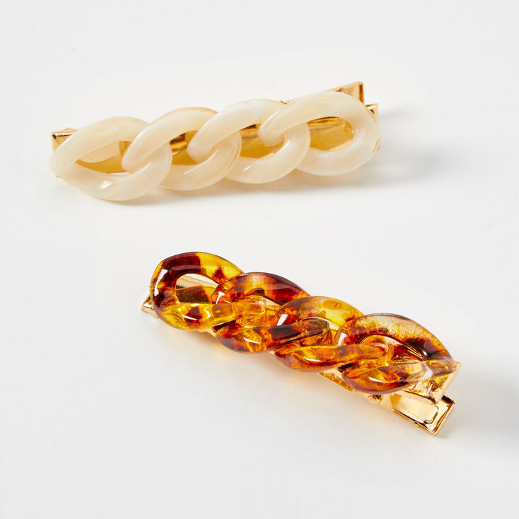 Tortoiseshell Chainlink Hair Clips - 2 Pack,