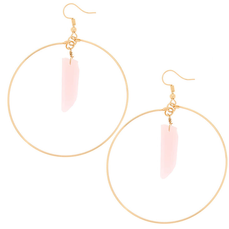 60MM Circle Drop Earrings - Rose Quartz,