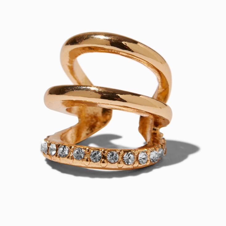 Gold-tone Crystal Stacked Ear Cuff ,