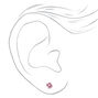 Silver Red &amp; Pink Cubic Zirconia Round Stud Earrings - 3 Pack, 5MM,