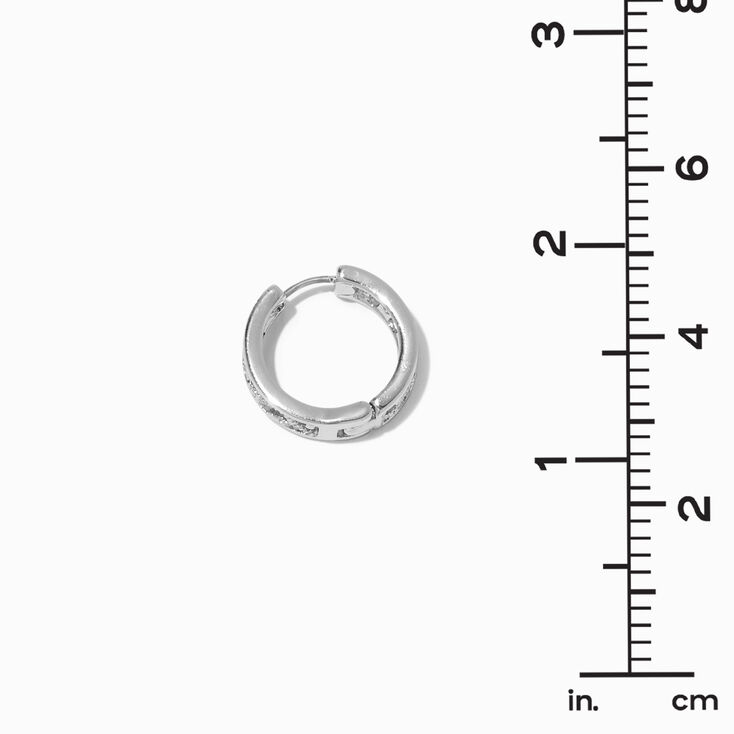 Silver 20MM Filigree Crystal Huggie Hoop Earrings,