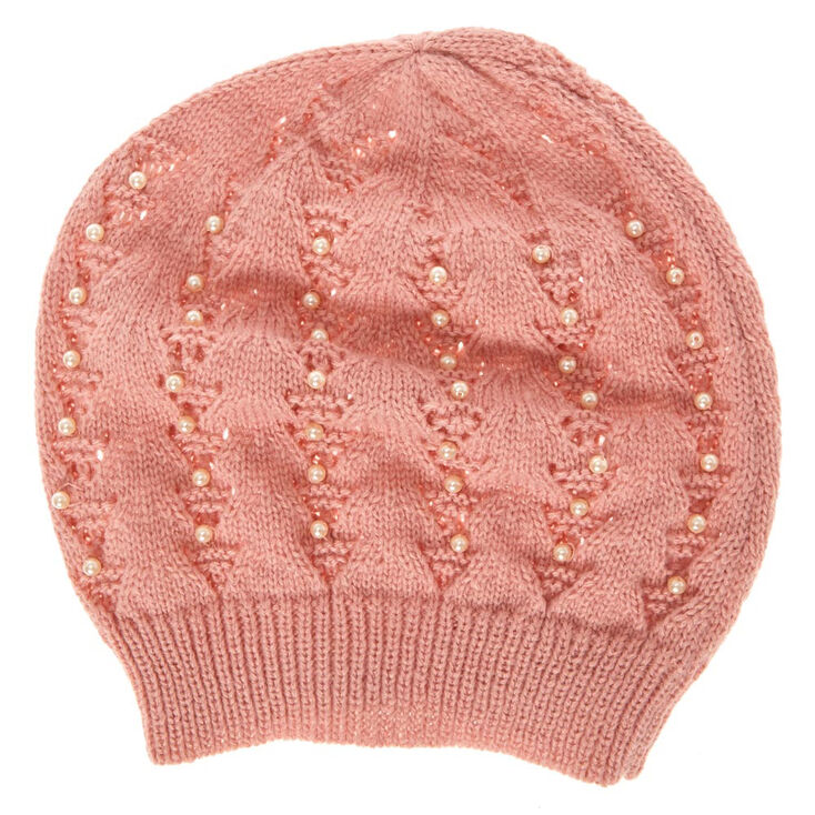 Blush Beanie with Pearls,