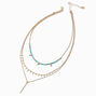 Gold-tone Stick Pendant Turquoise Beaded Multi-Strand Necklace,