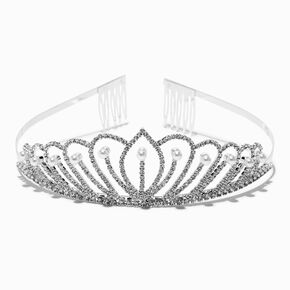 Silver-tone Pearl Rhinestone Dragonfly Tiara,