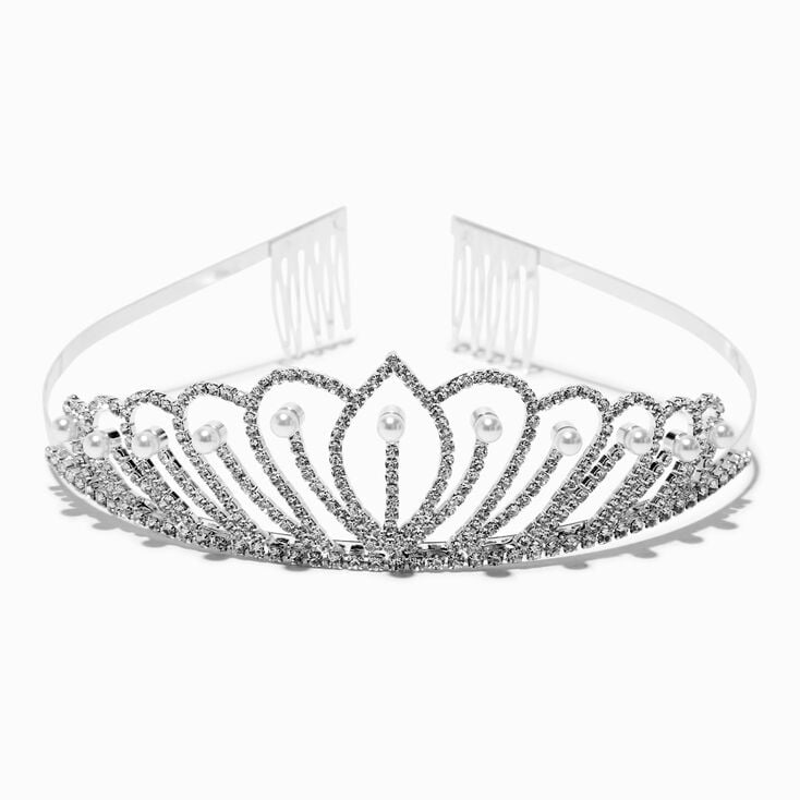 Silver-tone Pearl Rhinestone Dragonfly Tiara,