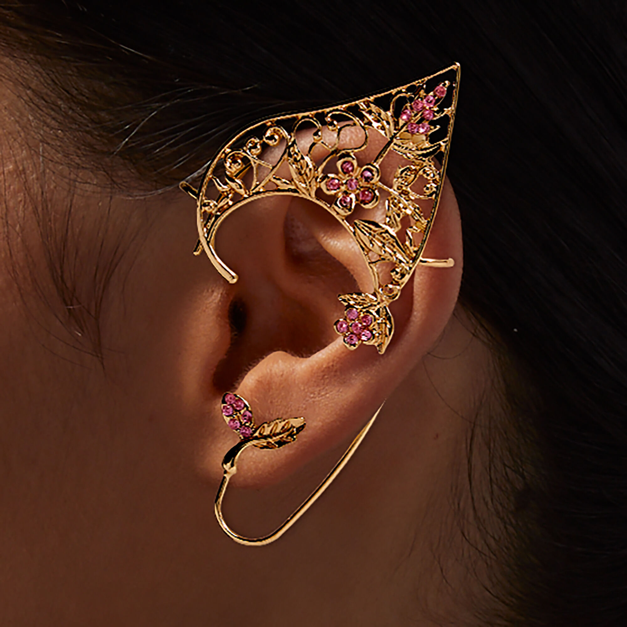Gold tone Purple Crystal Fairy Ear Cuff Icing US
