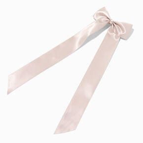 Taupe Satin Long Tail Bow Hair Clip,