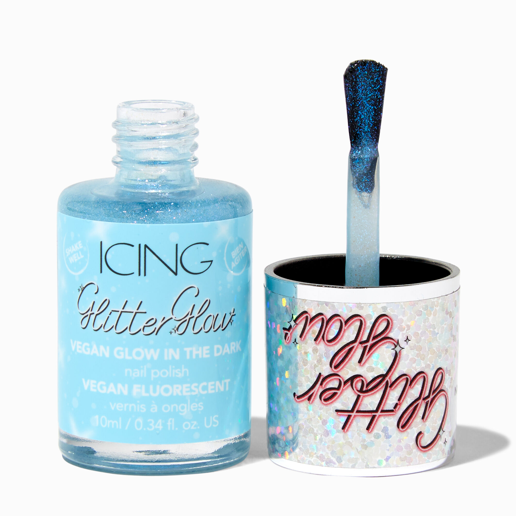 Glitter Glow Vegan Glow in The Dark Nail Polish Glacial Glow Icing US