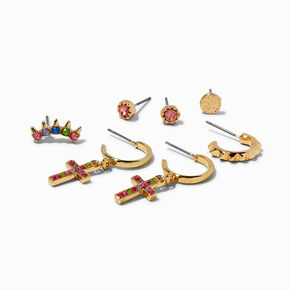 Bright Multicolored Cross Stackables Earring Set - 5 Pack,