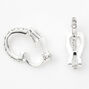 Silver 10MM Crystal Clip-On Hoop Earrings,