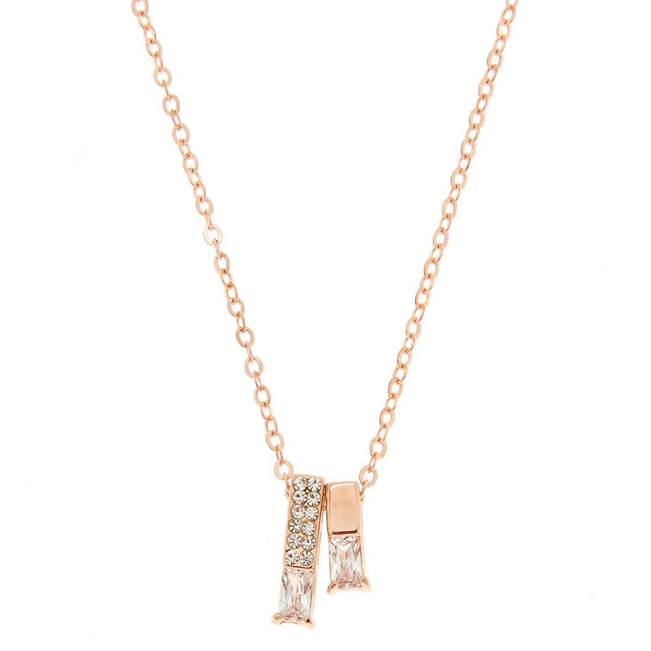 Rose Gold Bar Pendant Necklace,