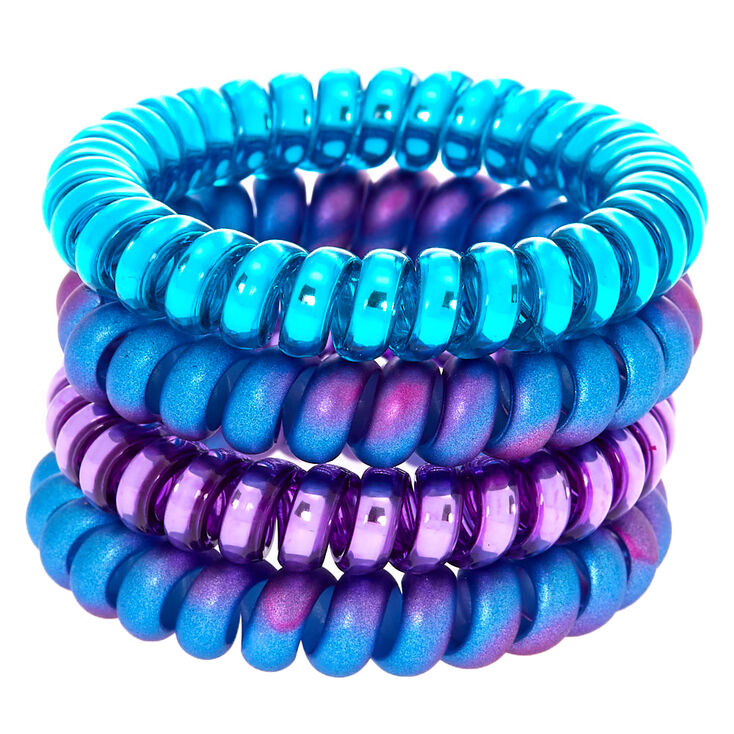 Mermaid Coil Hair Ties - Purple, 4 Pack,