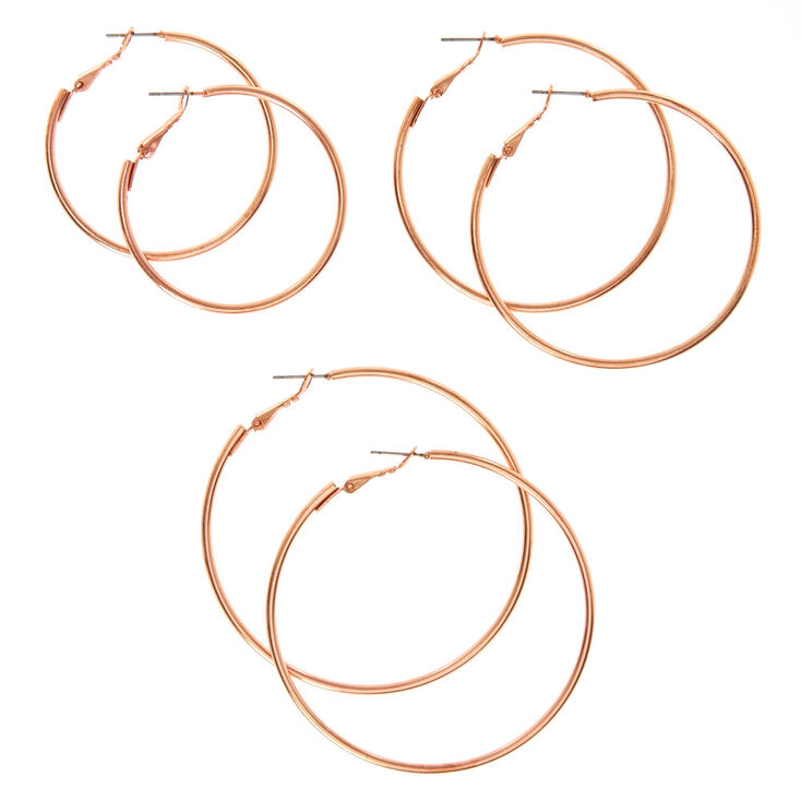 Graduated Rose Gold Hoop Earrings,