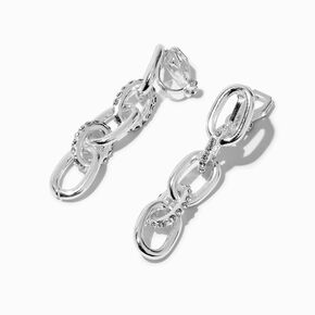 Crystal &amp; Silver-tone Chunky Chain Clip-On Drop Earrings,