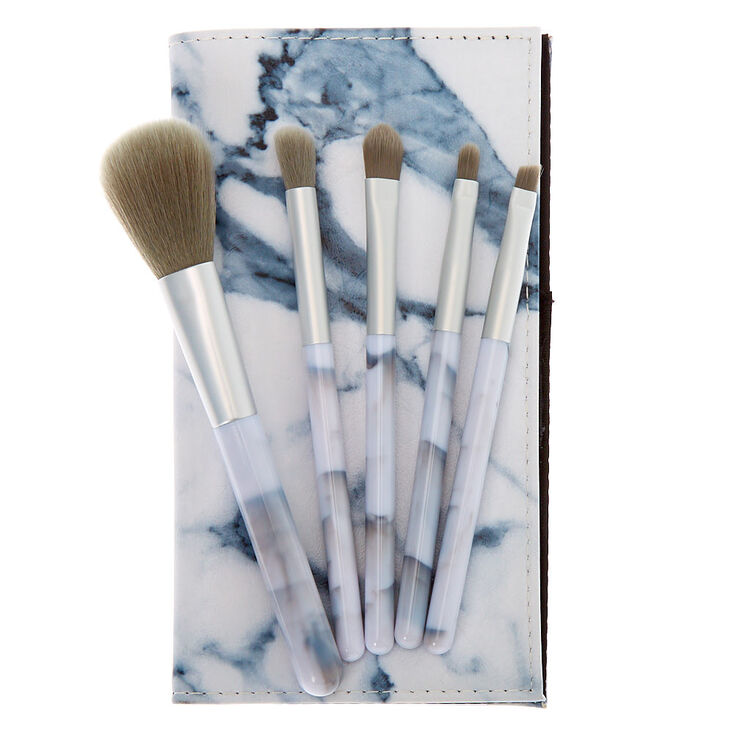 Marble Makeup Brush Set - Gray, 5 Pack,