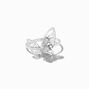 Silver-tone Half Crystal Butterfly Ring,