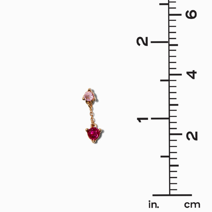 Pink Cubic Zirconia Stack Gold-tone 0.5&quot; Drop Earrings,