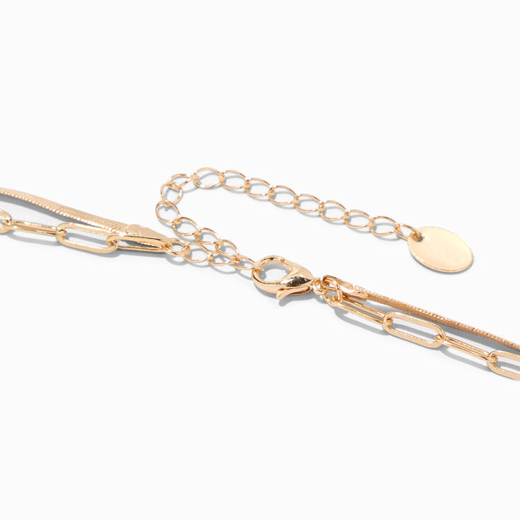 Gold Paperclip &amp; Woven Multi-Strand Necklace,