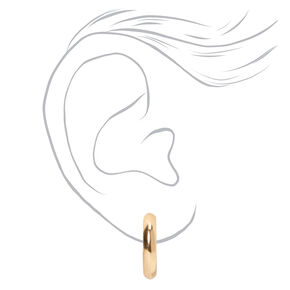 Gold 20MM Tube Clip On Hoop Earrings,