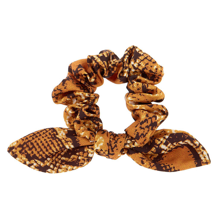 Snakeskin Knotted Bow Hair Scrunchie - Yellow,