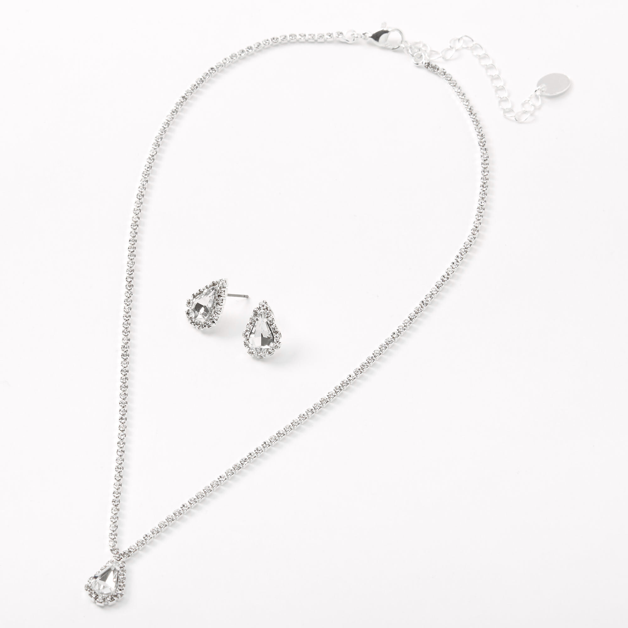 Crystal Silver Plated Double Circle Pendant Necklace | FashionCrab.com