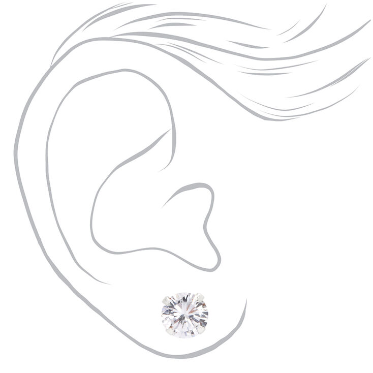 Sterling Silver Cubic Zirconia Round Martini Stud Earrings - 8MM,