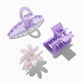 Marble Purple Tonal Flower Hair Claws - 3 Pack,