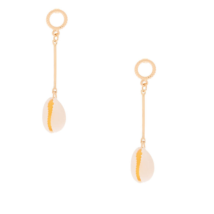 Gold 2" Shell Drop Earrings,