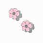 Pink Flower Clip-On Stud Earrings,