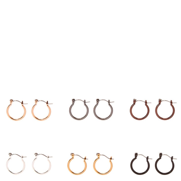 Mixed Metal Mini Rounded Hoop Earrings,