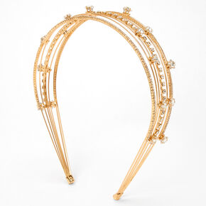 Faux Crystal Star Gold Seven Row Headband,