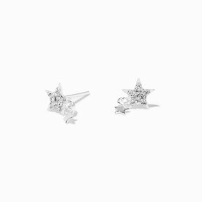 Sterling Silver Crystal Star Drop Earrings,