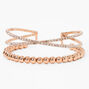 Rose Gold Criss Cross Rhinestone Beaded Cuff Bracelet,