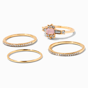 Pink Romantic Gold Rings - 4 Pack,