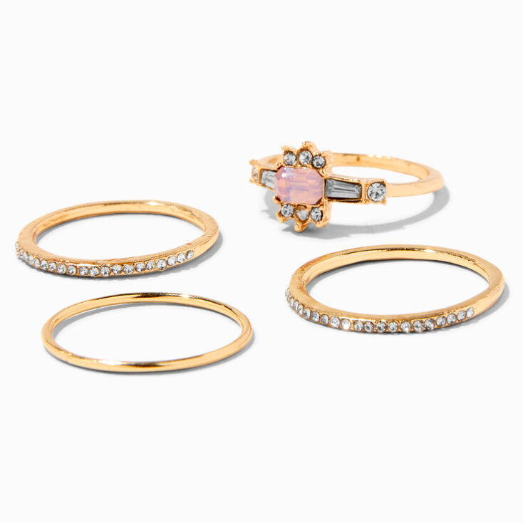 Pink Romantic Gold Rings - 4 Pack,