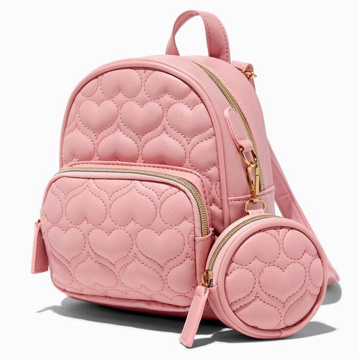 Blush Pink Quilted Hearts Backpack,