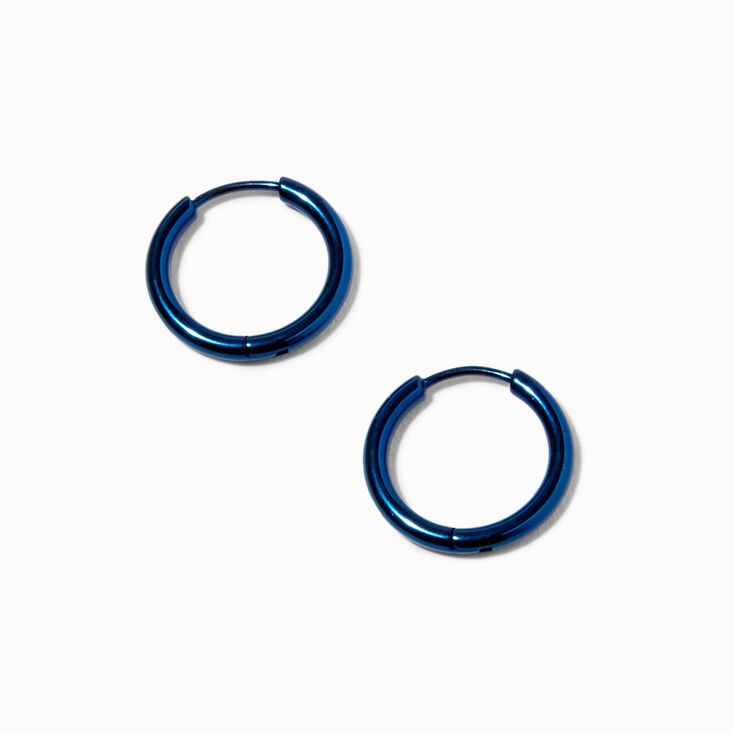 Titanium 12MM Blue Anodized Hoop Earrings,