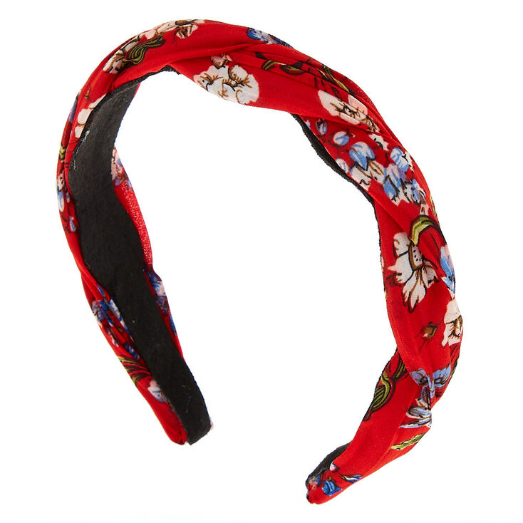 Floral Twisted Headband - Red,