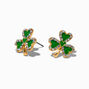 Crystal-Framed Shamrock Stud Earrings,