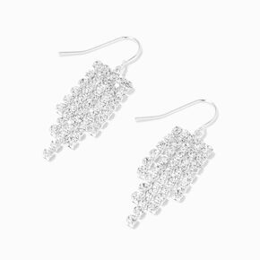 Silver Crystal Fringe 1.5&quot; Drop Earrings,