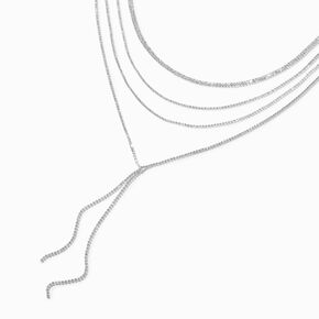Silver Crystal Lasso Multi-Strand Y-Neck Necklace,