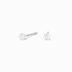 2MM Cubic Zirconia Round Stud Spike Set Earrings,