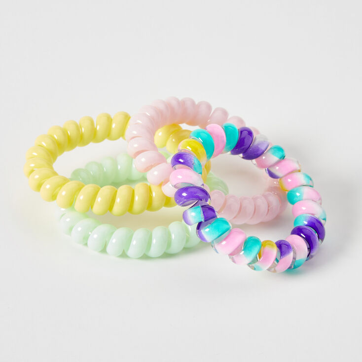 Pastel Spiral Hair Ties - 4 Pack,