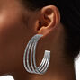 Silver-tone Crystal Multi-Layer 70MM Hoop Earrings,