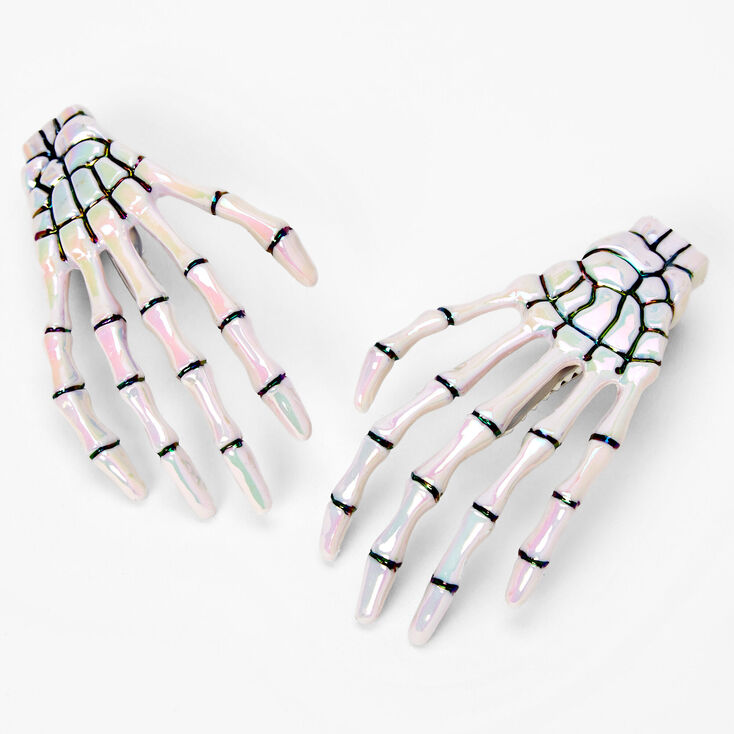 Skeleton Hands Glow in the Dark Hair Clips - 2 Pack,